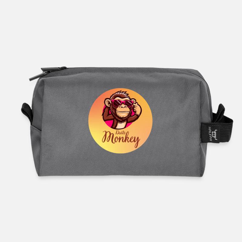 Darts Monkey Brillenmotiv - Recycelte Kulturtasche - Anthrazit