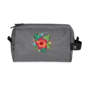 Tropischer Hibiskus Splash - Recycelte Kulturtasche - Anthrazit - Vorne