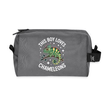Don des Drôles Caméléons Drôles de Expressions Caméléon - Trousse de toilette en tissu recyclé - anthracite - Devant