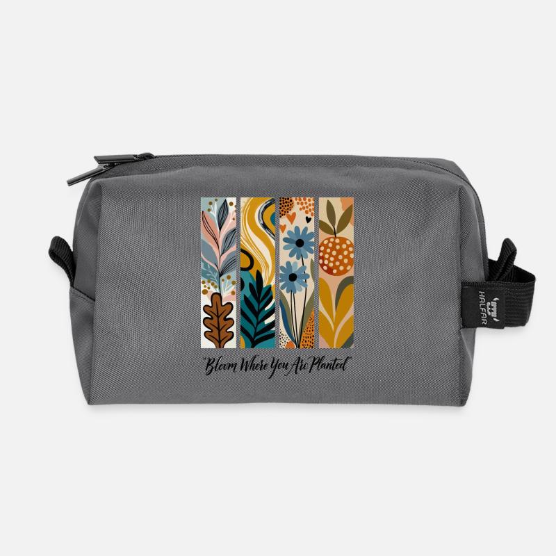 Blühende Botanische Panel-Collage - Recycelte Kulturtasche - Anthrazit