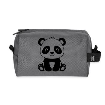 Süßes Panda-Baby – Schwarz und Weiß - Recycelte Kulturtasche - Anthrazit - Vorne