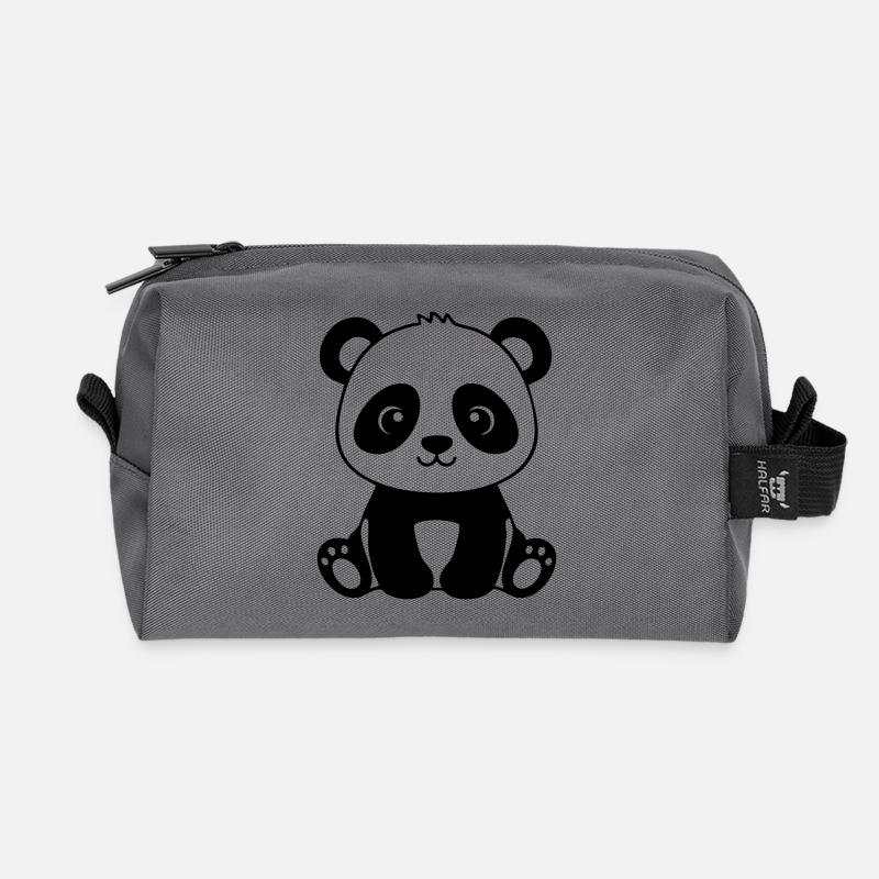 Süßes Panda-Baby – Schwarz und Weiß - Recycelte Kulturtasche - Anthrazit