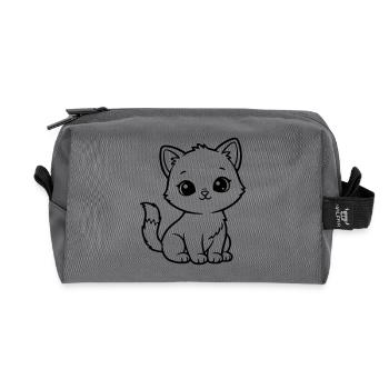 Cute Baby Cat – Black & White Kitten - Recycelte Kulturtasche - Anthrazit - Vorne