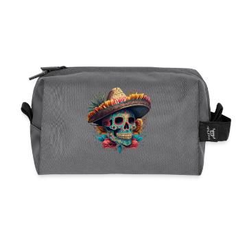 Crâne en sucre vibrant en sombrero - Trousse de toilette en tissu recyclé - anthracite - Devant