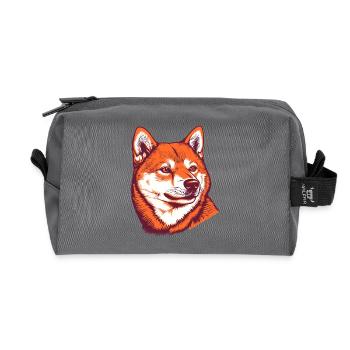 Shiba Inu Portrait - Recycled Toiletry Zip Bag - anthracite - Front