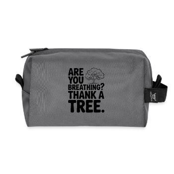 Tu respires ? Remercie un arbre. - Trousse de toilette en tissu recyclé - anthracite - Devant