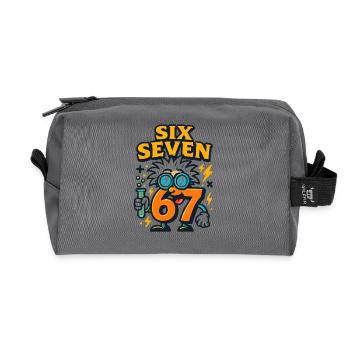Six Seven 67 Idée de cadeau pour nerds sur l’humour scientifique - Trousse de toilette en tissu recyclé - anthracite - Devant