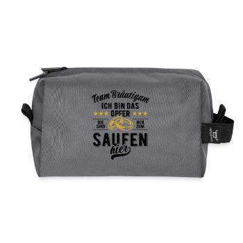 JGA Team Bräutigam Ich bin das Opfer - Bier saufen - Recycelte Kulturtasche - Anthrazit - Vorne