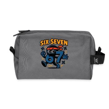 Six Seven 67 Italian Brainrot Ninja Humor Funny - Recycled Toiletry Zip Bag - anthracite - Front