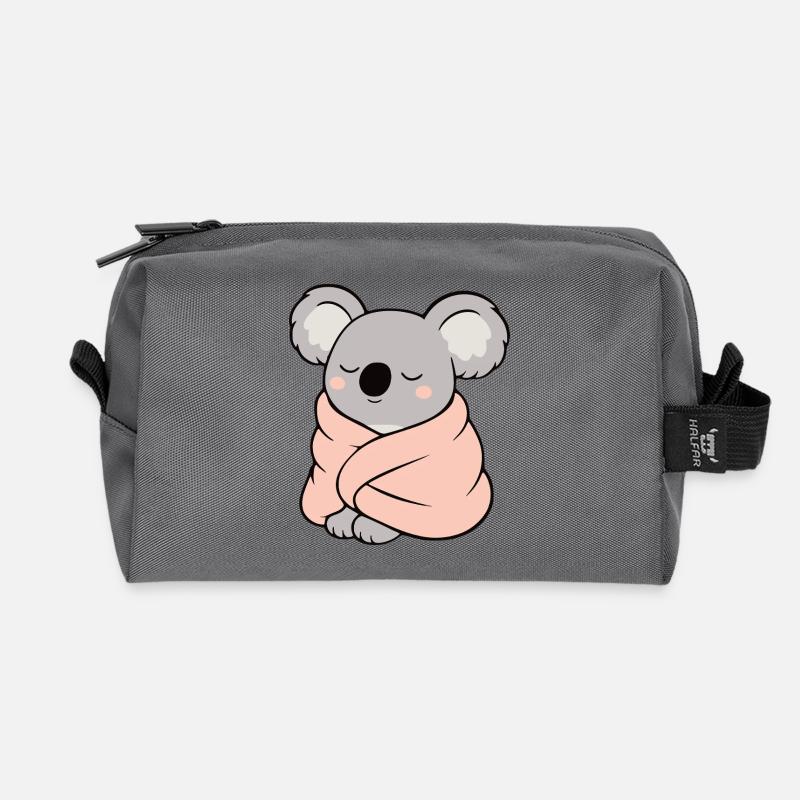 Süßer Koala in Pastellfarben  - Recycelte Kulturtasche - Anthrazit