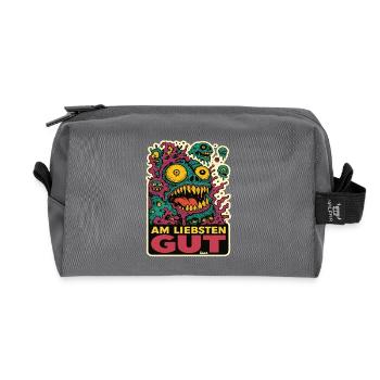 Monster Gesicht Am Liebsten Gut - Recycelte Kulturtasche - Anthrazit - Vorne