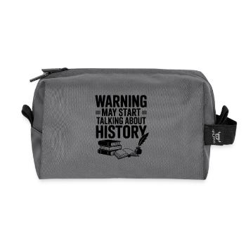 Warning May Start Talking About History - Recycled Toiletry Zip Bag - anthracite - Front