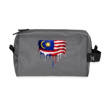 Malaysia Flag Drop Art - Recycled Toiletry Zip Bag - anthracite - Front