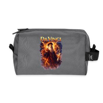Portrait de Léonard de Vinci - Trousse de toilette en tissu recyclé - anthracite - Devant