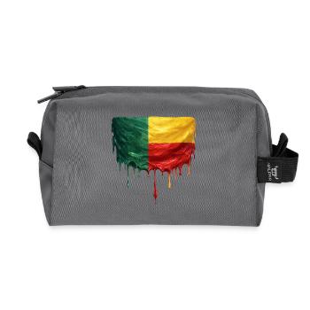 Benin flag in teardrop style - Recycled Toiletry Zip Bag - anthracite - Front