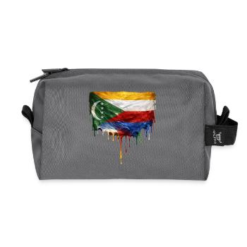 Comoros Flag: Flowing Colors - Recycled Toiletry Zip Bag - anthracite - Front