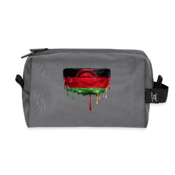 Malawi Flag in Drop Art - Recycled Toiletry Zip Bag - anthracite - Front