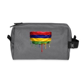 Mauritius Flag Drop Art - Recycled Toiletry Zip Bag - anthracite - Front