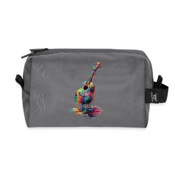Ukulele with dripping paint - Recycled Toiletry Zip Bag - anthracite - Front