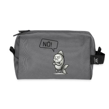 Sturer Fisch sagt NÖ! – Witziges Design - Recycelte Kulturtasche - Anthrazit - Vorne