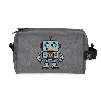 Retro Robot Pop Art - Recycelte Kulturtasche - Anthrazit - Vorne