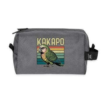 Neuseeländischer Kakapo-Papagei Papagei Retro - Recycelte Kulturtasche - Anthrazit - Vorne