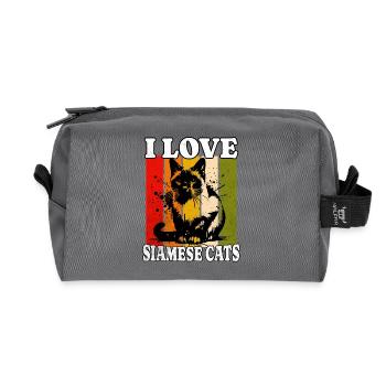 I Love Siamese Cat - Recycelte Kulturtasche - Anthrazit - Vorne