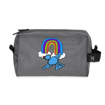 Regenbogen Wolken Vogel im Himmel - Recycelte Kulturtasche - Anthrazit - Vorne