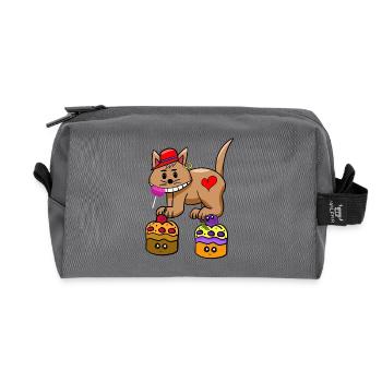 Katze Süßigkeiten naschen Muffin Lolli - Recycelte Kulturtasche - Anthrazit - Vorne
