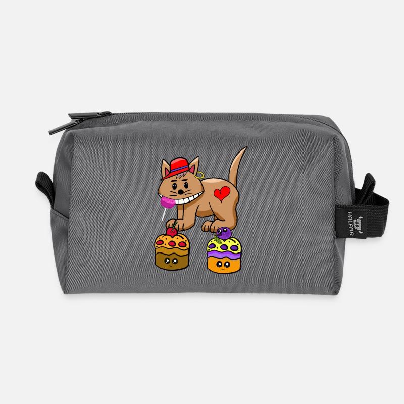 Cat Candy Snacking Muffin Lollipop - Recycled Toiletry Zip Bag - anthracite
