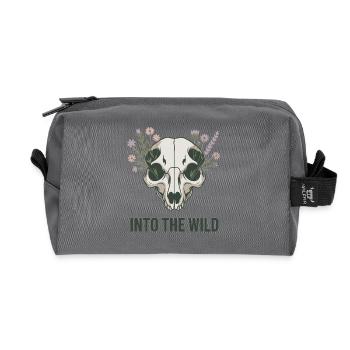Wilderness T-Shirt with Floral Skull - Recycled Toiletry Zip Bag - anthracite - Front