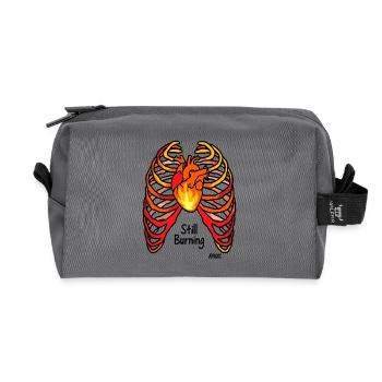 Fire Heart in with Ribs Tattoo Style - Recycled Toiletry Zip Bag - anthracite - Front