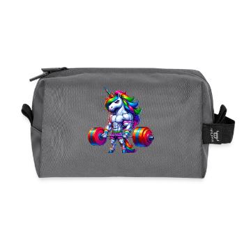 Unicorn Weightlifting Deadlift Fitness Gym - Recycelte Kulturtasche - Anthrazit - Vorne