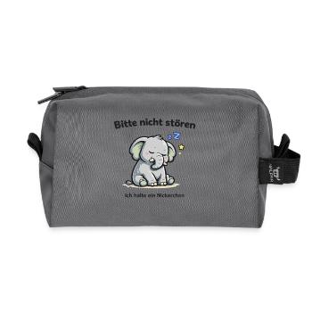 Bitte nicht stören, ich halte ein Nickerchen - Recycelte Kulturtasche - Anthrazit - Vorne
