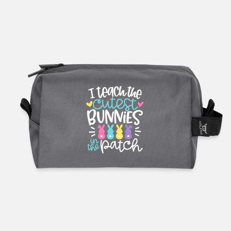 J’enseigne aux lapins les plus mignons du patch - Trousse de toilette en tissu recyclé - anthracite