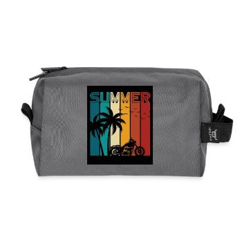 summer - Recycled Toiletry Zip Bag - anthracite - Front