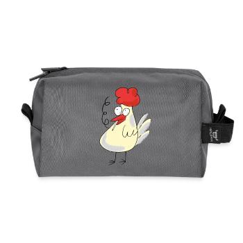 Poulet, fumeur, cigarette, tabac, poulets fumeurs, - Trousse de toilette en tissu recyclé - anthracite - Devant