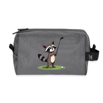 Waschbär spielt Golf - Recycelte Kulturtasche - Anthrazit - Vorne