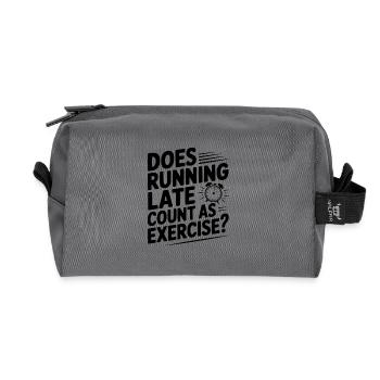 Does Running Late Count as Exercise? - Recycled Toiletry Zip Bag - anthracite - Front