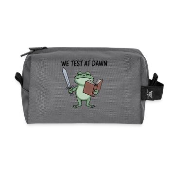 Dawnbound Frog Knight Reads at Dawn - Recycled Toiletry Zip Bag - anthracite - Front