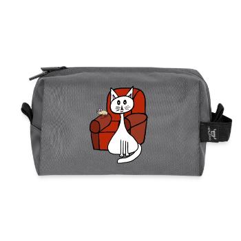 Haustiere Katze Maus Katzen Mäuse  - Recycelte Kulturtasche - Anthrazit - Vorne