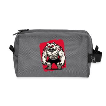 Crimson-Eyed Dire Bear - Recycled Toiletry Zip Bag - anthracite - Front