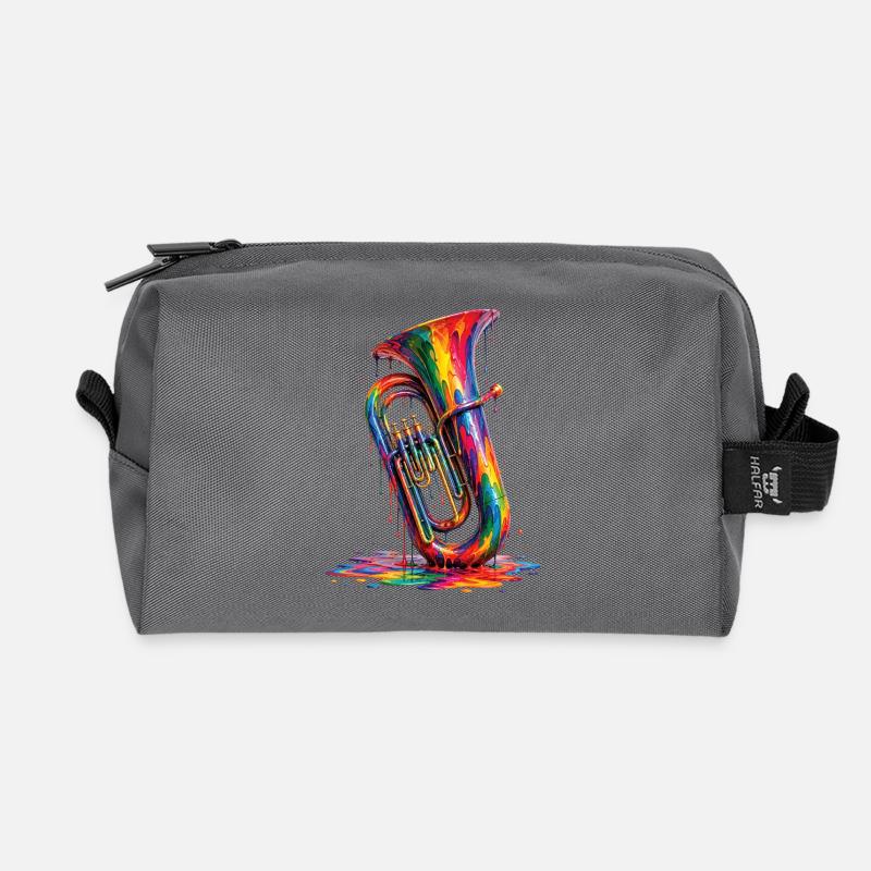 Tuba mit tropfender Farbe - Recycelte Kulturtasche - Anthrazit