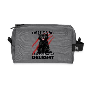 Scratch Monster Cat Black Cat Zoomies Chaos - Recycled Toiletry Zip Bag - anthracite - Front