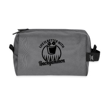 Backgammon | Board Game | Gift - Recycled Toiletry Zip Bag - anthracite - Front