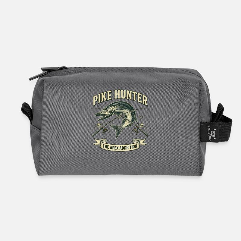 Pike Hunter Angler Predator Vintage - Recycled Toiletry Zip Bag - anthracite