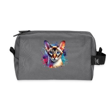 Oriental Shorthair Motif - Recycled Toiletry Zip Bag - anthracite - Front