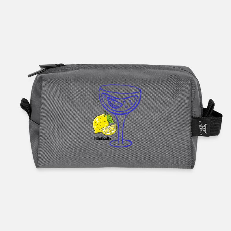 Lemon Cocktail Line Art - Limoncello - Recycled Toiletry Zip Bag - anthracite