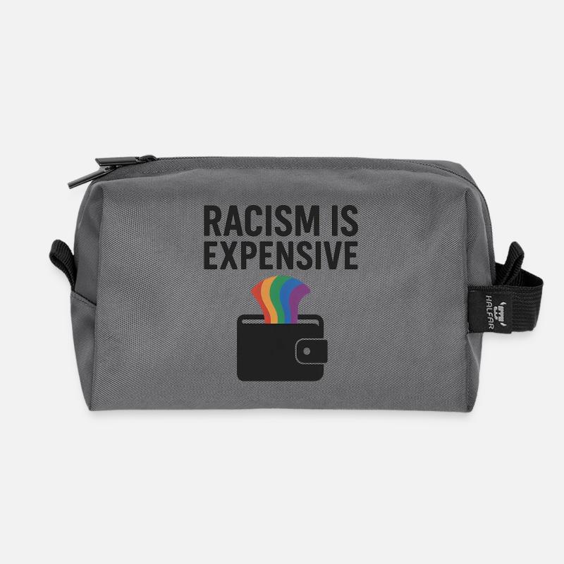 Racism Is Expensive – Rainbow Wallet - Recycled Toiletry Zip Bag - anthracite
