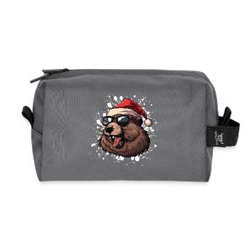 Beaver Christmas Funny - Recycled Toiletry Zip Bag - anthracite - Front